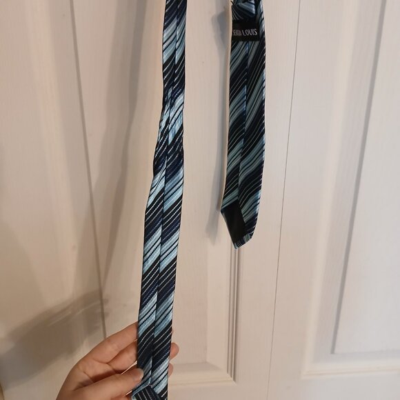 Sergio Louis men's striped blue tie - Picture 2 of 7